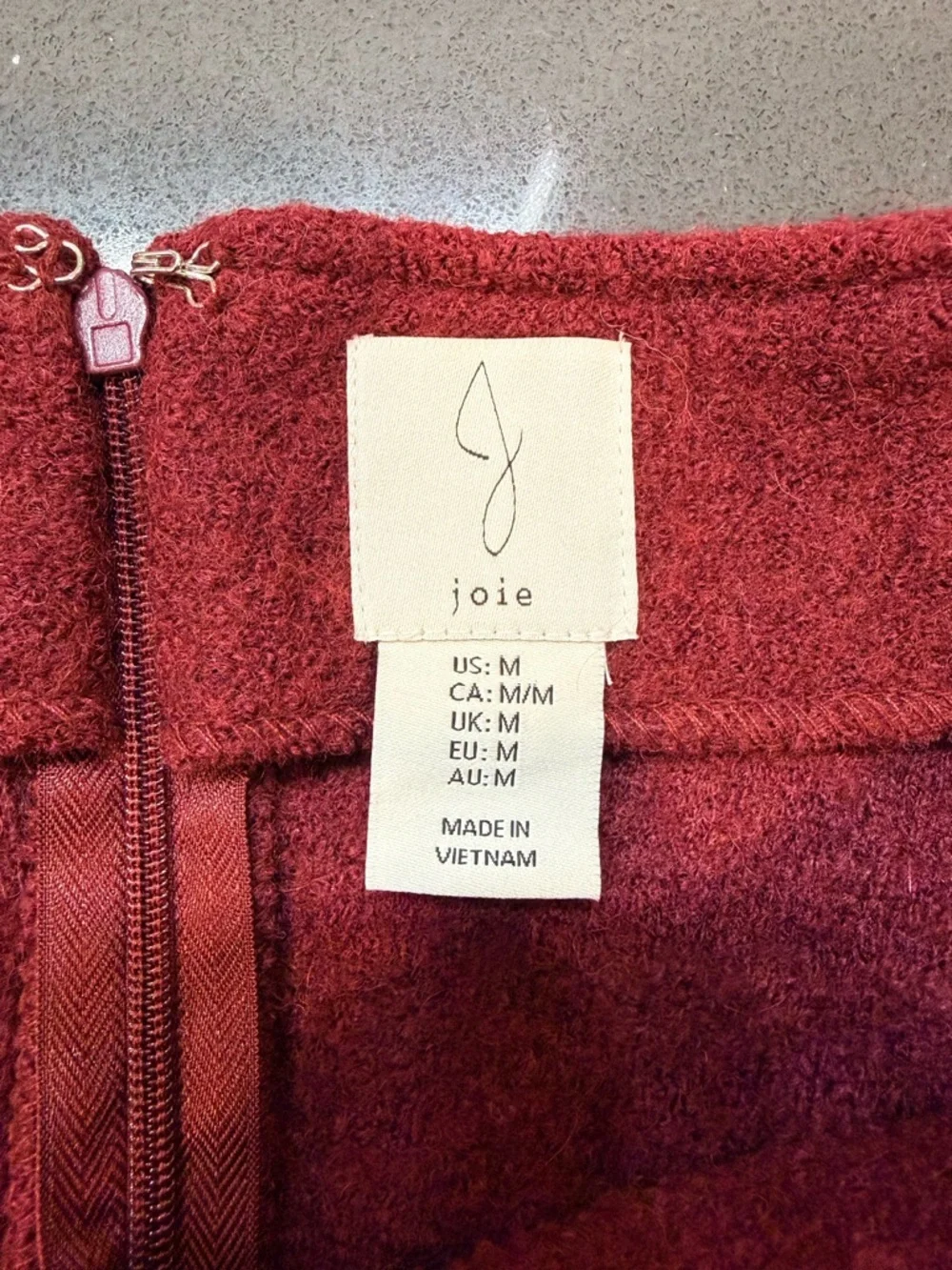 Joie Burgundy Wool Blend A-Line Skirt Size Medium